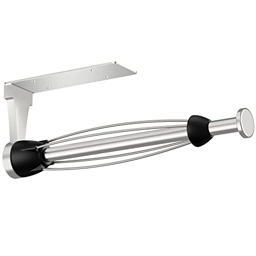 VEHHE Küchenrollenhalter Edelstahl, Silber Einhand Bedienbarer Küchenrollenhalter Ohne Bohren mit Dämpfungseffekt, Selbstklebend oder Gebohrt für Küche, Bad von VEHHE