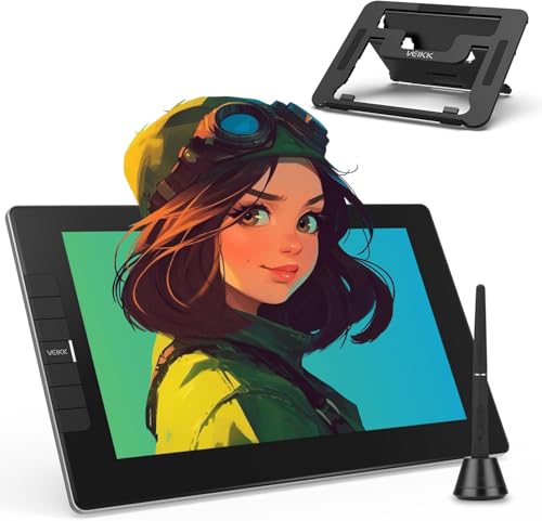 Grafiktablett mit Display • VEIKK VK1200V3 11,6 Zoll Zeichentablett mit Display mit IPS Full HD Screen • 6 Shortcut-Tasten und Batterie-freiem Stylus und Tablet-Ständer von VEIKK