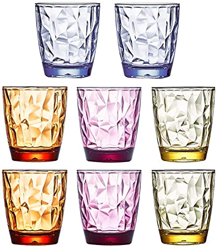 8 Stück 300 ml unzerbrechliche Trinkgläser aus Kunststoff, spülmaschinenfest, BPA-frei, Saft-Gläser, Highball-Wassergläser (4 Farben) von VEILEDGEM