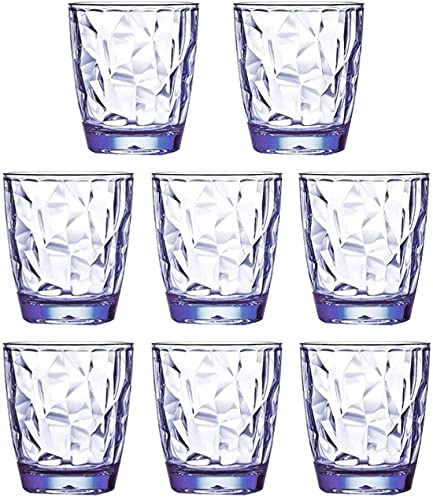 8 Stück 300 ml unzerbrechliche Trinkgläser aus Kunststoff, spülmaschinenfest, BPA-frei, Saft-Gläser, Highball-Wassergläser (blau) von VEILEDGEM