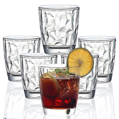 VEILEDGEM [aussehen wie Glas] 300 ml Set mit 6 Kunststoff-Trinkgläsern, spülmaschinenfest, BPA-frei, unzerbrechlich, Saftgläser, Acrylgläser, wiederverwendbare Highball-Wassergläser von VEILEDGEM