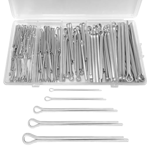 201 Stück 5 Größen Splintstiftsatz, VEINARDYL 304 Edelstahl Splintstift-Clip-Sortiment-Kit, Metallclips und Befestigungsstifte Anhängerkupplungsstift für Heimwerker-Hardwareprojekte, Automobil von VEINARDYL