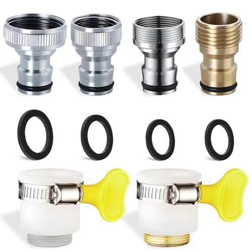 6 tlg. Wasserhahn Schnellverbinder Set, VEINARDYL 4 Waschmaschinen Schnellverbinder und 2 UniversalWasserhahnadapter, Gewinde Spültisch Wasserhahnadapter Anschluss von Gartenschläuchen von VEINARDYL