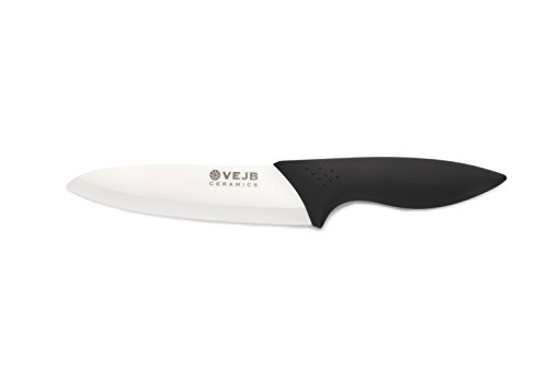 VEJB Professionelles Keramik Chefkochmesser Kochmesser Küchenmesser scharfes Keramikmesser in Premium Geschenkverpackung (Weiß, 18cm Ergogriff) von VEJB