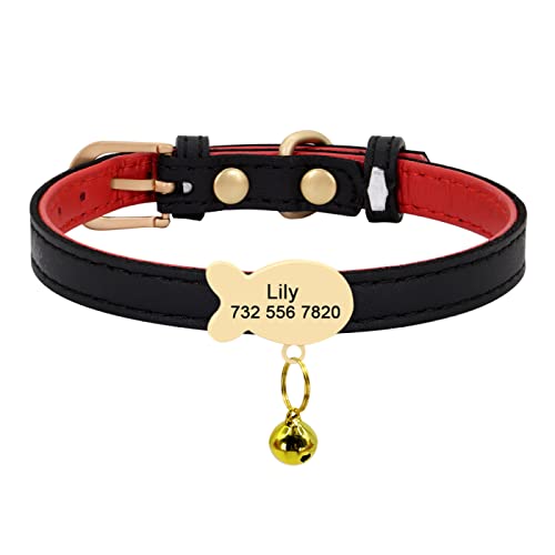 Niedliches Benutzerdefiniertes Katzenhalsband,Personalisiertes Katzenhalsband Für Kleine Hunde,Katzen,Kätzchen,Welpen,Typenschild,Halsbänder,Gravurzubehör,Schwarzer Fisch,S von VEKETE