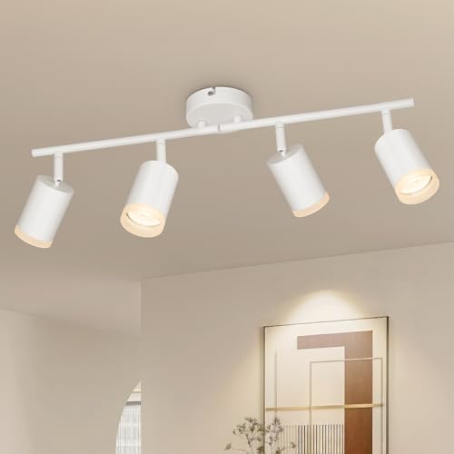 VEKIDOT LED Deckenstrahler 4 Flammig Weiß - Strahler Deckenleuchte Schwenkbar 350° - Deckenlampe Spot GU10 - Modern Deckenspot für Küche Flur Schlafzimmer Wohnzimmer (Ohne Leuchtmittel) von VEKIDOT