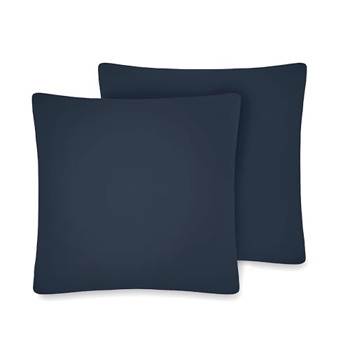 VEL VET HOME VelvetHome 2er Set Kissenbezug 40x40 cm 100% Baumwolle Hohe Qualität Made in EU Kopfkissenbezug 40x40 mit Reißverschluss Kissenhülle 40x40 Dunkelblau 40 x 40 von VEL VET HOME