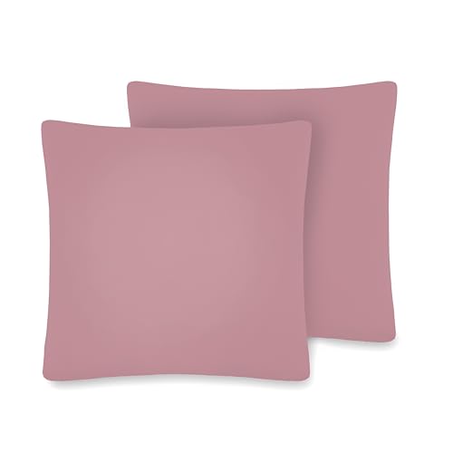 VEL VET HOME VelvetHome 2er Set Kissenbezug 40x40 cm 100% Baumwolle Hohe Qualität Made in EU Kopfkissenbezug 40x40 mit Reißverschluss Kissenhülle 40x40 Puderrosa 40 x 40 von VEL VET HOME