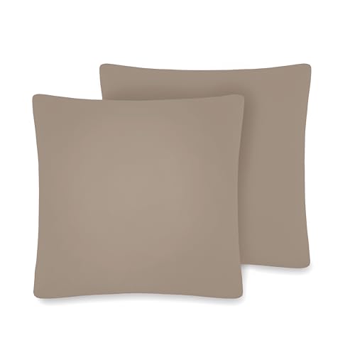 VEL VET HOME VelvetHome 2er Set Kissenbezug 40x40 cm 100% Baumwolle Hohe Qualität Made in EU Kopfkissenbezug 40x40 mit Reißverschluss Kissenhülle 40x40 Taupe 40 x 40 von VEL VET HOME