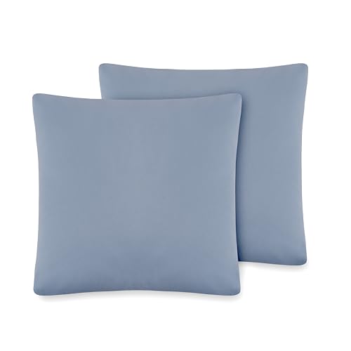 VelvetHome Deluxe 2er Set Kissenbezug 40x40 cm Made in EU Hohe Qualität Kopfkissenbezug mit Reißverschluss 100% Baumwolle Kissenhülle 40x40 Denim Blau von VEL VET HOME