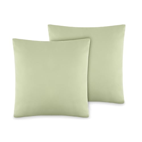 VEL VET HOME VelvetHome Deluxe 2er Set Kissenbezug 40x40 cm Made in EU Hohe Qualität Kopfkissenbezug mit Reißverschluss 100% Baumwolle Kissenhülle 40x40 Grün von VEL VET HOME