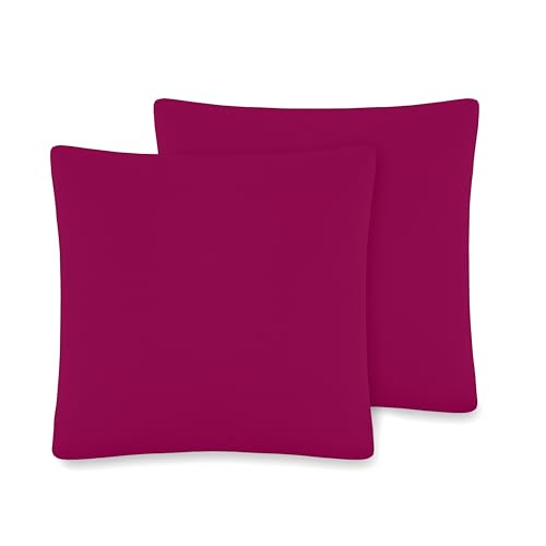 VEL VET HOME VelvetHome Deluxe 2er Set Kissenbezug 40x40 cm Made in EU Hohe Qualität Kopfkissenbezug mit Reißverschluss 100% Baumwolle Kissenhülle 40x40 Himbeere von VEL VET HOME