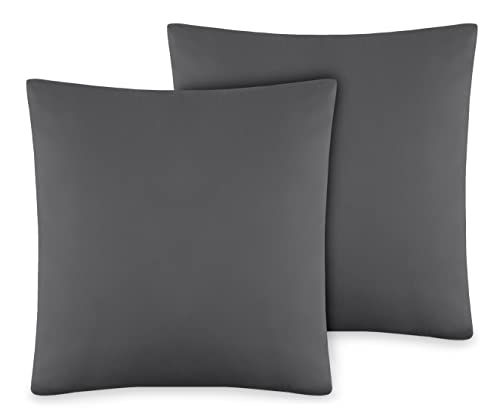 VelvetHome Deluxe 2er Set Kissenbezug 40x40 cm Made in EU Hohe Qualität Kopfkissenbezug mit Reißverschluss 100% Baumwolle Kissenhülle 40x40 Dunkelgrau von VEL VET HOME