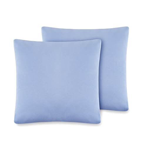 VelvetHome Deluxe 2er Set Kissenbezug 40x40 cm Made in EU Hohe Qualität Kopfkissenbezug mit Reißverschluss 100% Baumwolle Kissenhülle 40x40 Hellblau von VEL VET HOME