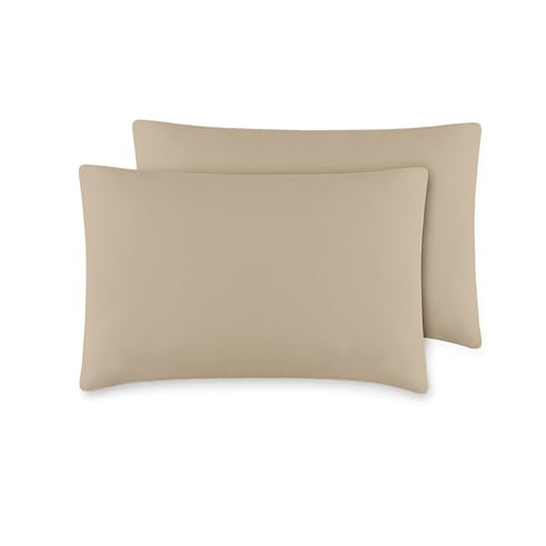 VEL VET HOME VelvetHome Deluxe 2er Set Kissenbezug 40x60 cm Made in EU Hohe Qualität Kopfkissenbezug mit Reißverschluss 100% Baumwolle Kissenhülle 40x60 Beige von VEL VET HOME