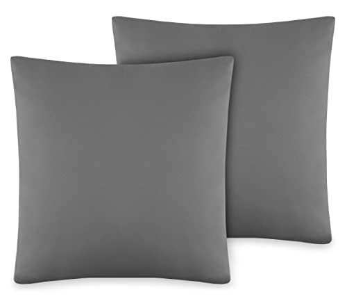 VelvetHome Deluxe 2er Set Kissenbezug 40x40 cm Made in EU Hohe Qualität Kopfkissenbezug mit Reißverschluss 100% Baumwolle Kissenhülle 40x40 Hellgrau von VEL VET HOME