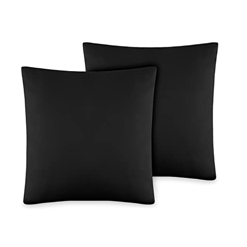VEL VET HOME VelvetHome Deluxe 2er Set Kissenbezug 40x40 cm Made in EU Hohe Qualität Kopfkissenbezug mit Reißverschluss 100% Baumwolle Kissenhülle 40x40 Schwarz von VEL VET HOME