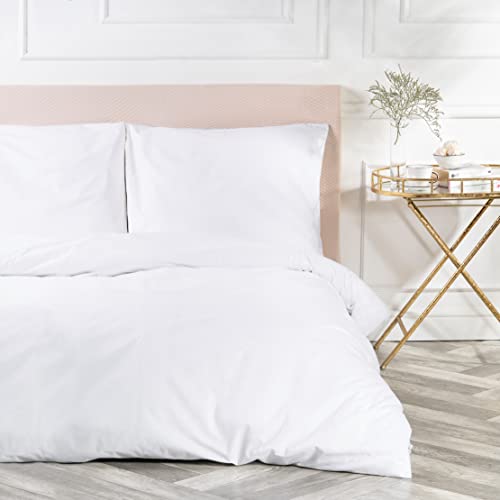 VelvetHome Deluxe Bettwäsche 155x220 Baumwolle Bettbezug 155x220 cm mit Kissenbezug 80x80 cm Hohe Qualität Bettwäsche-Set mit Reißverschluss 100% Baumwolle Made in EU Weiß 155 x 220 von VEL VET HOME