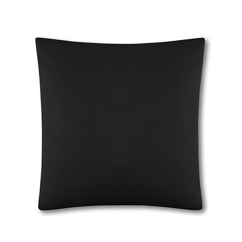 VEL VET HOME VelvetHome Deluxe Kissenbezug 80x80 cm 1teilig Made in EU Hohe Qualität Kopfkissenbezug mit Reißverschluss 100% Baumwolle Kissenhülle 80x80 Schwarz von VEL VET HOME