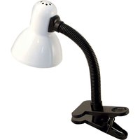 Tischlampe Weiß Mit Clip E27 Anschluss Charleston Modell von VELAMP