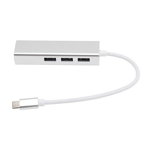 USB-zu-Ethernet-Adapter, Kompakter USB-C-Hub, RJ45-Gigabit-Netzwerkadapter, 3 USB3.0-Anschlüsse und 1 RJ45-Schnittstelle, 1000 Mbit/s, für XP, 7, 8, 10 von VELATEMOR