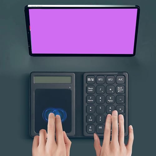 VELATEMOR 3 in 1 Bluetooth, Nummernpad, 23 Tastendrafnummernpad mit Num -Sperrschließung tragbar. Große Touchpad -Tastaturfunktion Dedizierter Taschenrechner für das Arbeiten von VELATEMOR