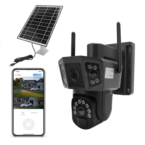 VELATEMOR 4K Solar Security Camera 8MP mit KI -Humanverfolgung, 360 ° Drahtloser Außenkamera, IP55 Wasserdicht, 8000 -mAh -Akku, 2 -Wege -Audio, Cloud -Speicher, Monatliche Gebühr von VELATEMOR