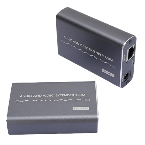 VELATEMOR Anzeigeanschluss Extender, IR -Infrarot 120m Cat5e 6 Anzeigeanschluss -Extender, Kabel für die Videokonferenzen für Sicherheitsüberwachung (EU-Stecker) von VELATEMOR