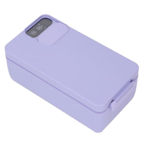 VELATEMOR Elektrische Lunchbox, Ruhiger Edelstahl -Liner Wieder Aufladbar Doppelte Schnalle 1L Elektrische Heizung Lunchbox Lebensmittelbehälter für Outdoor -Reise (PURPLE) von VELATEMOR
