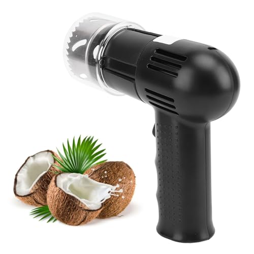 VELATEMOR Elektrischer Kokosnussöffner, Automatisches Kokosnussöffnungswerkzeug, 304 Edelstahl Elektrer Puncher für Junge und Reife Kokosnüsse (BLACK) von VELATEMOR