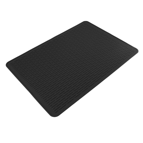 VELATEMOR Silikonschale Trocknungsmatten Hitzefeste 450 ° F Extra Großer Nicht Rutschfaltbar mit Erhöhten Linien Für die Küchenarbeitsplatte Unter Waschbecken Waschmaschinentrockner Top (BLACK) von VELATEMOR