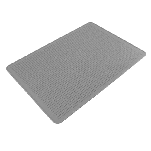 VELATEMOR Silikonschale Trocknungsmatten Hitzefeste 450 ° F Extra Großer Nicht Rutschfaltbar mit Erhöhten Linien Für die Küchenarbeitsplatte Unter Waschbecken Waschmaschinentrockner Top (GREY) von VELATEMOR