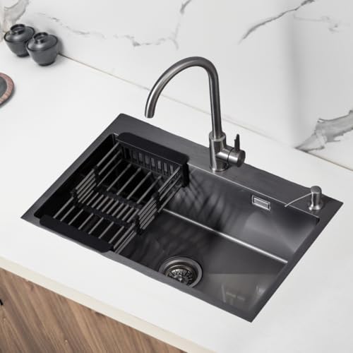 Velazo. Einkammerstahl-Spüle 68x45cm Edelstahl Küchenspüle PVD Grafit 1 Becken Spülbecken Küche Spüle, Einzelbecken Velazo. Einkammerstahl-Spüle 68x45cm Edelstahl Küchenspüle PVD Grafit 1 Becken Spülbecken Küche Spüle, Einzelbecken von VELAZO.