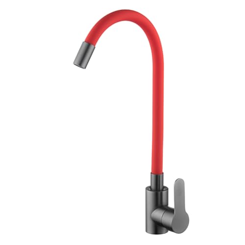 Velazo. Küchenarmatur Mischbatterie 360° Drehung- Wasserhahn Rot Küche Edelstahl, Spültischarmatur mit Hoher Auslauf, Amatur Küchenspüle von VELAZO.