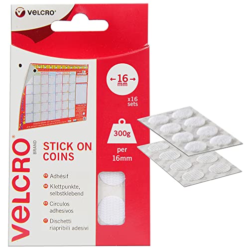 Velcro VEL-EC60227 Brand 16 Klettpunkte 16 mm-Weiss, 16mm von VELCRO Brand