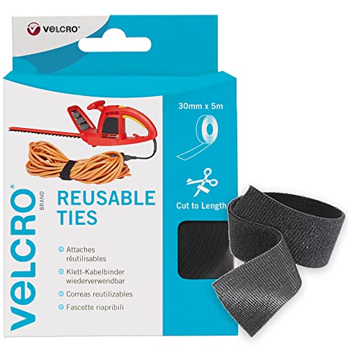 VELCRO Marke | Wiederverwendbare One-Wrap Befestigungen | Vielseitige Befestigungen | Perfekte Schreibtischzubehör für Kabelmanagement & Heimwerken | Schwarz | 30mm x 5m VELCRO Marke | Wiederverwendbare One-Wrap Befestigungen | Vielseitige Befestigungen | Perfekte Schreibtischzubehör für Kabelmanagement & Heimwerken | Schwarz | 30mm x 5m von VELCRO Brand