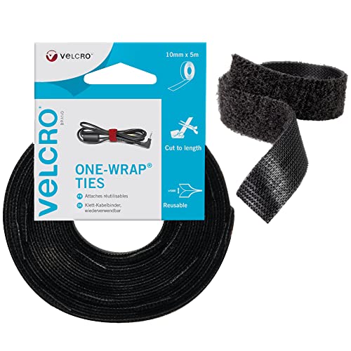 VELCRO Marke | One-Wrap wiederverwendbare Kabelbinder | Mehrzweck-Kabelbinder Perfektes Schreibtischzubehör für Kabelmanagement und Heimwerken | Schwarz | 10 mm x 5 m von VELCRO Brand