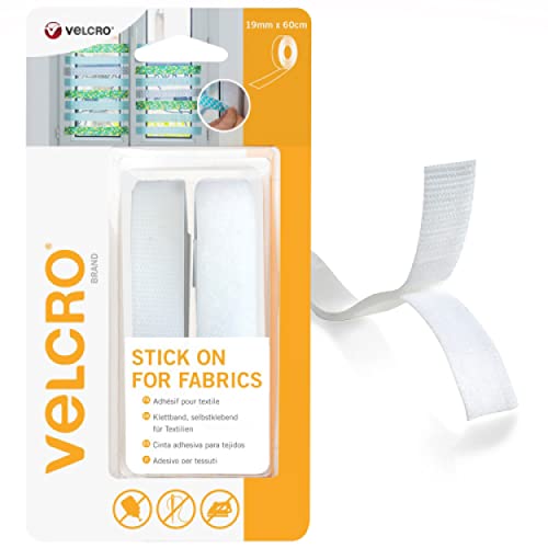 Velcro VEL-EC60410 Brand Klettband-Selbstklebend-19 mm x 60 cm-Für Textilien-Weiss, 19mm x 60cm von VELCRO Brand