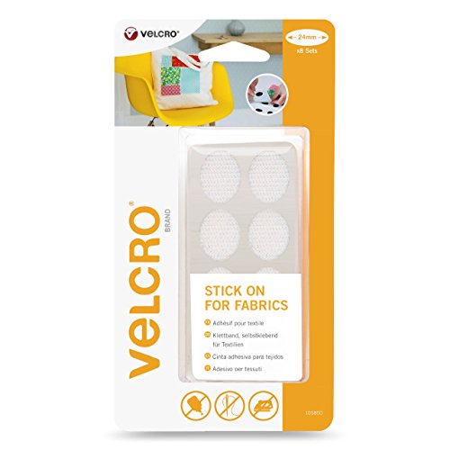 Velcro VEL-EC60412 Brand Stick On für Textilien-Oval 24mm x 8 Sets weiß, 24mm x 8cm von VELCRO Brand