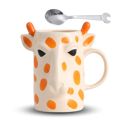 Keramiktasse Giraffe, 3D Tierbecher Tee oder Kaffee, Personalisierte Giraffen-Tasse, Originelles Geschenk für Kinder, Bruder, Familie, Geburtstag oder Feiertage, 500 ml von VELCUMA