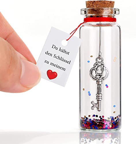 VELENTI Liebes Geschenk für sie - Schlüssel zu Meinem Herzen Romantisches Geschenk für Frau und Mann - Dekoartikel and Dekorative Kugeln Jahrestag Geschenk (You Hold The Key to My Heart, Love Bottle) von VELENTI