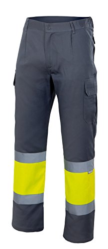 Velilla 156 - Signalhose (Größe L) Farbe grau und gelb fluoreszierend von VELILLA