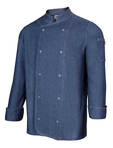 Velilla 405207 Kochjacke 64 3XL Denim mit Druckknöpfen dunkel Denim Größe 3XL von VELILLA