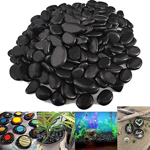 VELLES Aquarium Steine zum Bemalen Kieselsteine Schwarze Deko Aquarium Kies Dekosteine Natur Gartendeko Terrarium Deko Steine Basteln Kamin 20-40mm 950gr von VELLES