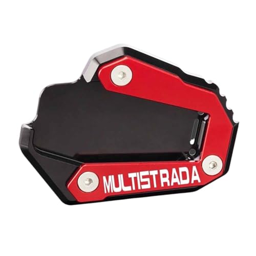 VELLOW Rot Schwarz Motorrad CNC Seitenständer Platte Vergrößerung Kickstand Erweiterung Für Ducati Multistrada 950 2018-2019-2020 Multistrada 950S Zubehör (Color : Red Black) von VELLOW