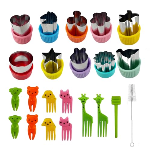 VELLUSTRA 22 Stück Edelstahl Ausstechformen Gemüse Obst Ausstecher Tiere Form Gemüseschneider Keks Plätzchen Cutter Gemüseausstecher Schutzgriff für Kinder für Fondant, Backen, Tortendekorationen von VELLUSTRA