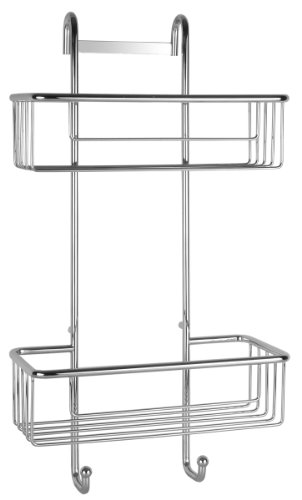 VELMA - TD-250-1 - Kein bohren, dübeln und schrauben..... einfach einhängen und fertig - Sehr schöne, praktische und qualitativ hochwertige Duschablage mit zwei Duschkörben - Messing - Hochglanz verchromt - Kein Plastik - 100 % rostfrei ! von VELMA