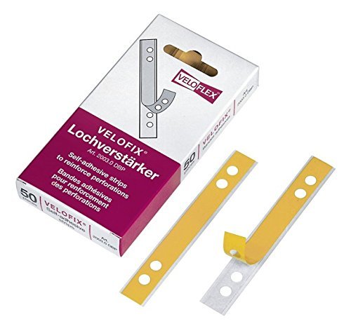 Veloflex 2003000 VELOFIX® Lochverstärker (DBP), 105 x 15 mm, Lochung 60 + 80 mm, selbstklebend (150 Stück) von VELOFLEX