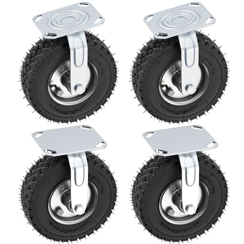 4 Stück 200mm Schwerlastrollen - 400kg Tragkraft, Lenkrollen, 360° Drehbar Gummirollen für Möbel- und Transportwagen (2 Drehbare Lenkrollen + 2 Fixe) von VELPAX