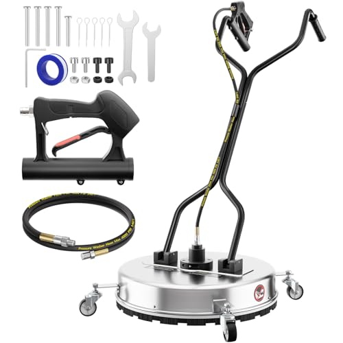 53 cm Hochdruckreiniger, Oberflächenreiniger Edelstahl mit 4 Rädern, 9,5 mm Schnellanschluss, 4500 PSI Bodenreinigungs Power Washer für Beton, Terrasse, Deck von VELPAX